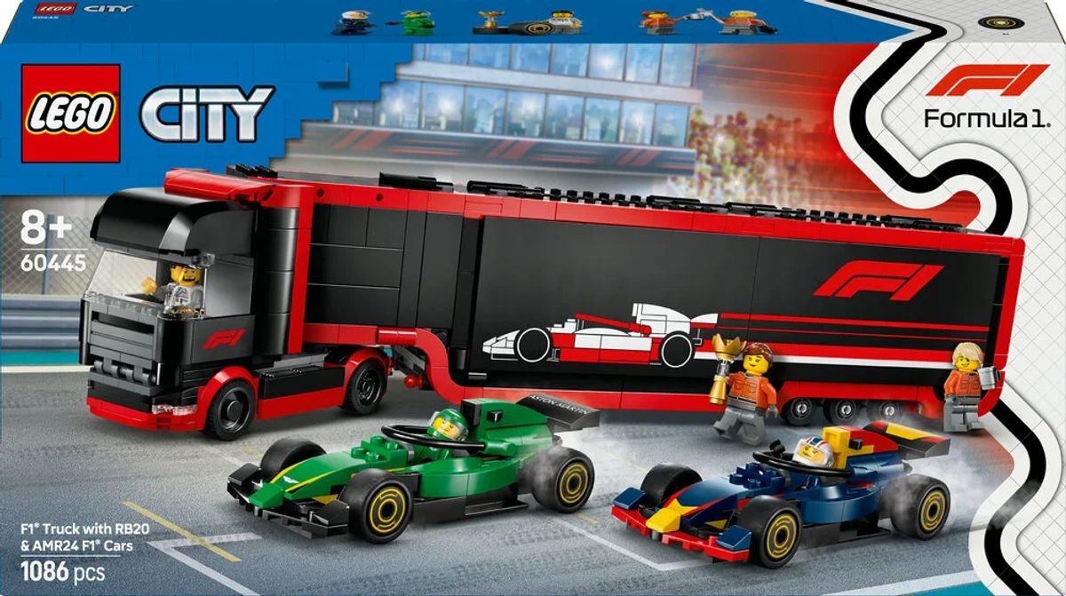 60445 LEGO City F1®-lastbil med RB20 og AMR24 F1®-biler