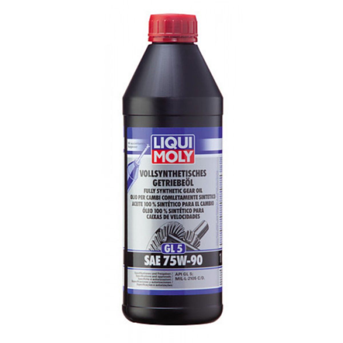 75W90 Gearolie GL5 fuldsyntetisk i 1 liters flaske, fra Liqui Moly