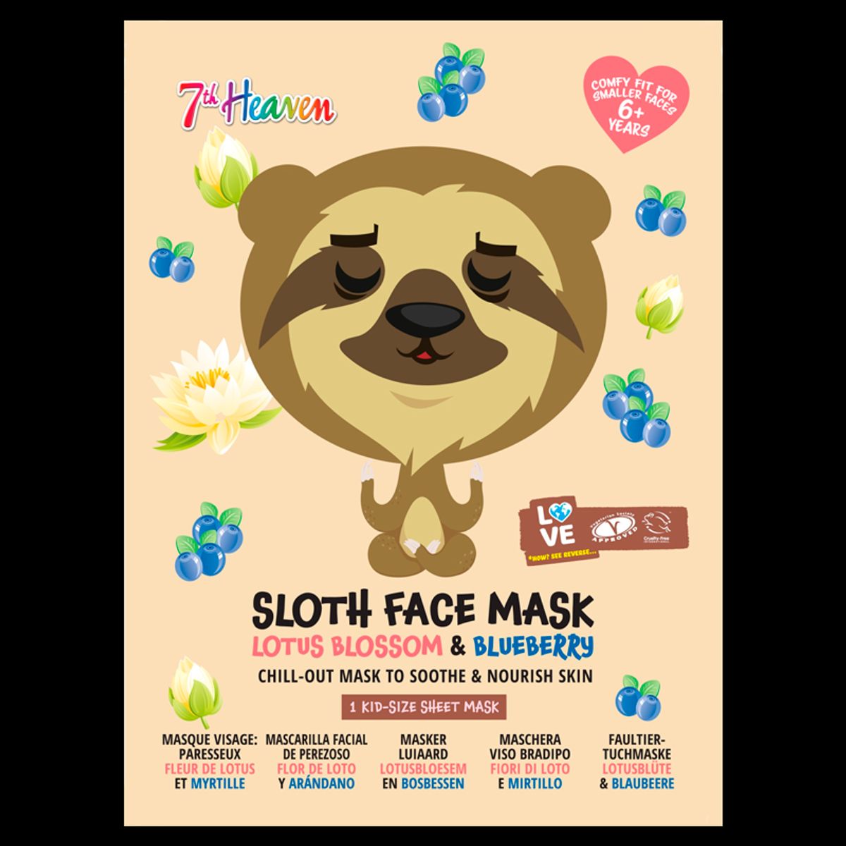 7th Heaven Sloth Face Sheet Mask For Kids (1 stk)