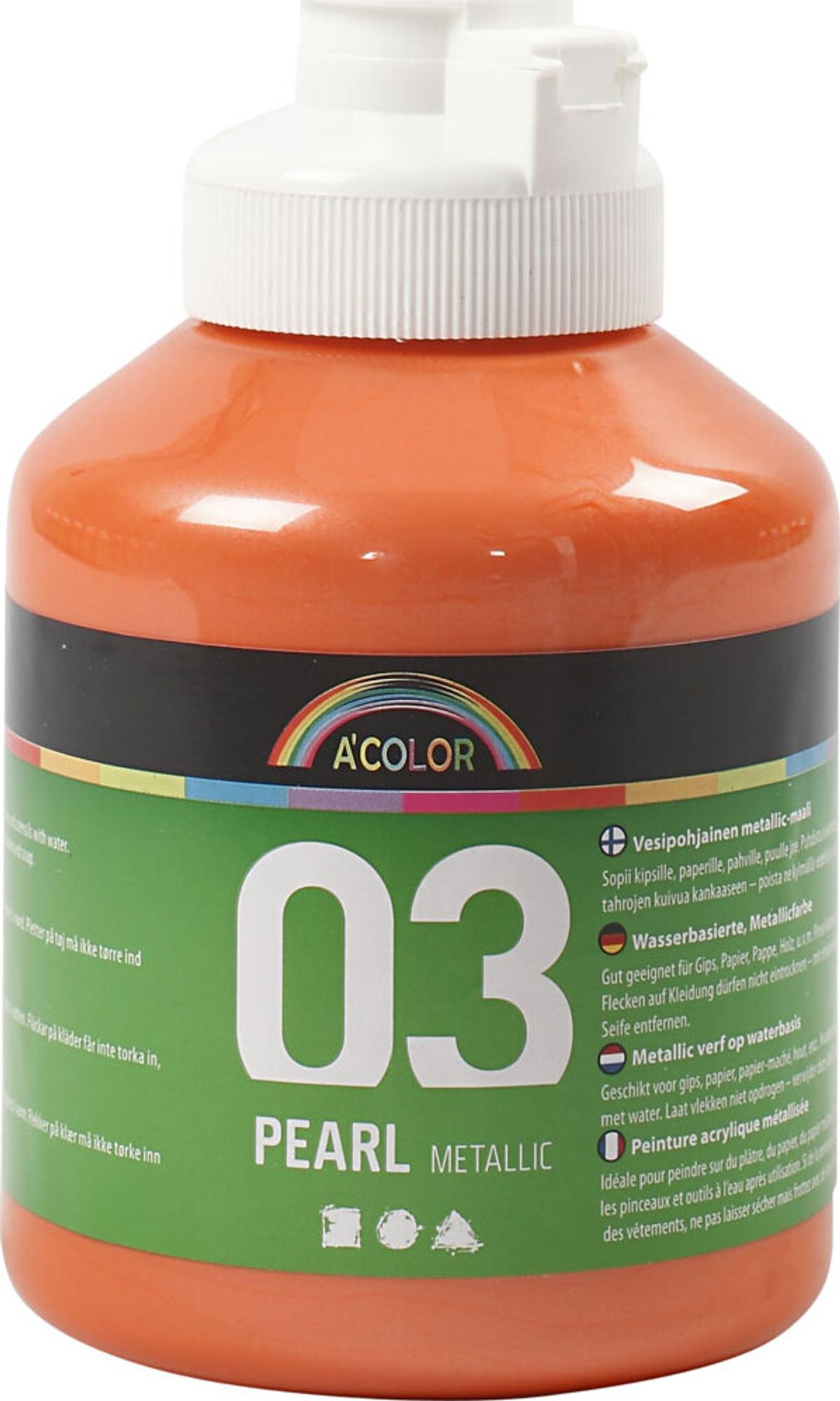 A-color - Skole Akrylmaling - Metallic - Orange - 500 Ml