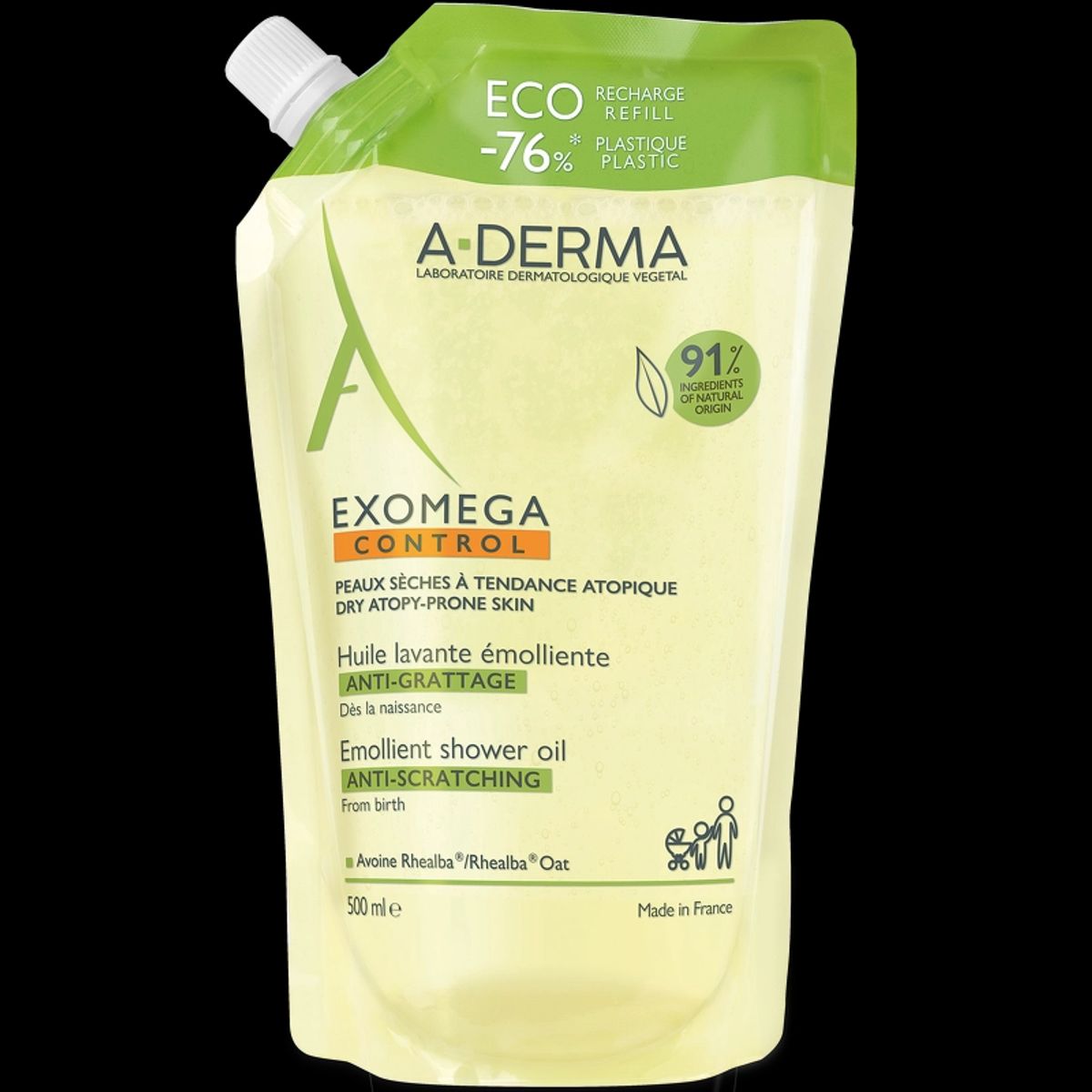 A-DERMA Exomega Control Shower Oil Eco Refill 500 ml