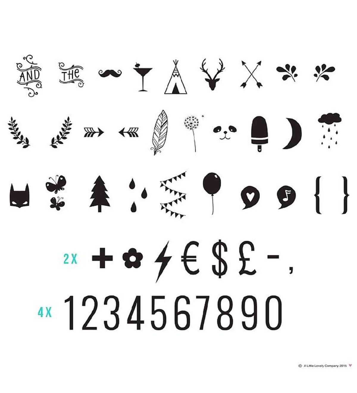 A Little Lovely Company Lyskasse Symbolsæt - Numbers & Symbols