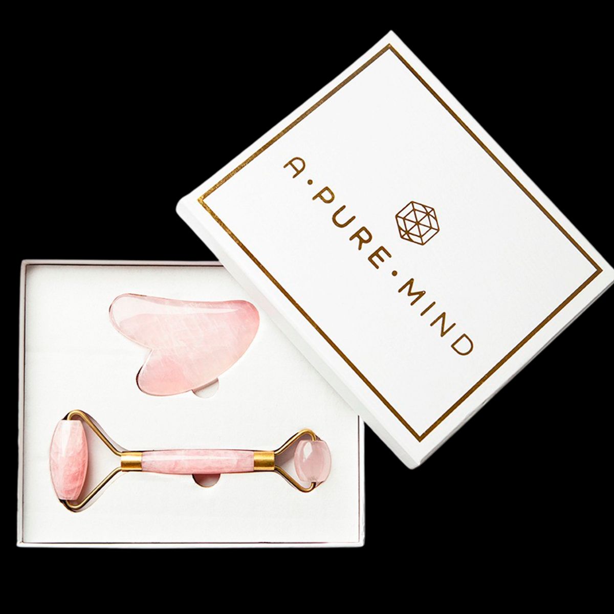 A Pure Mind Faceroller Gua Sha Rose Quartz (1 stk)