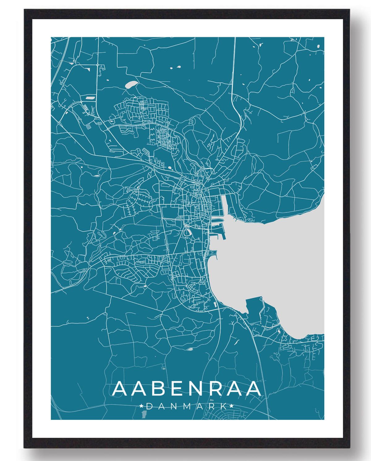 Aabenraa by plakat - blå (Størrelse: L - 50x70cm (B2))