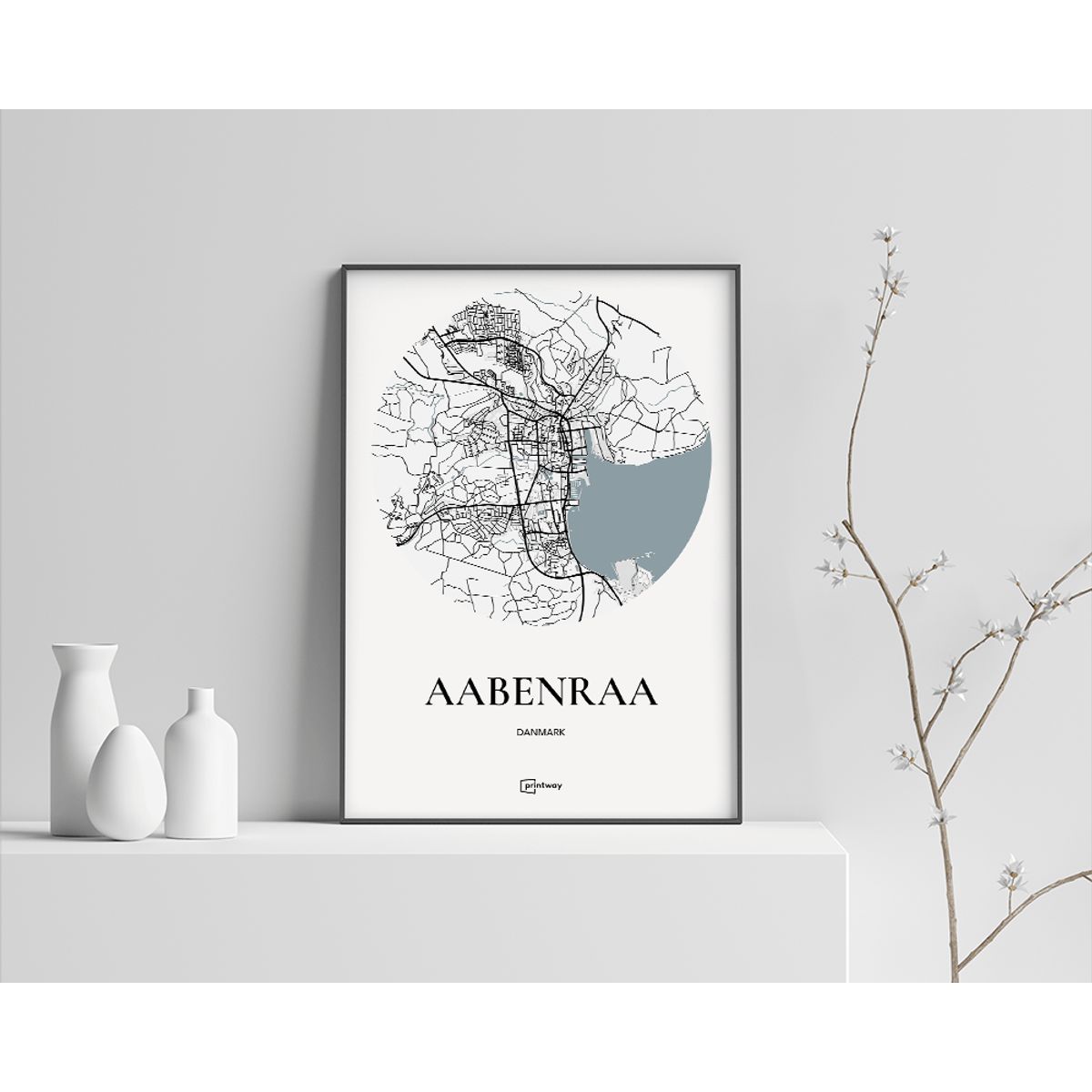 Aabenraa Plakaten Rundt kort Hvid 42×60 cm (A2)