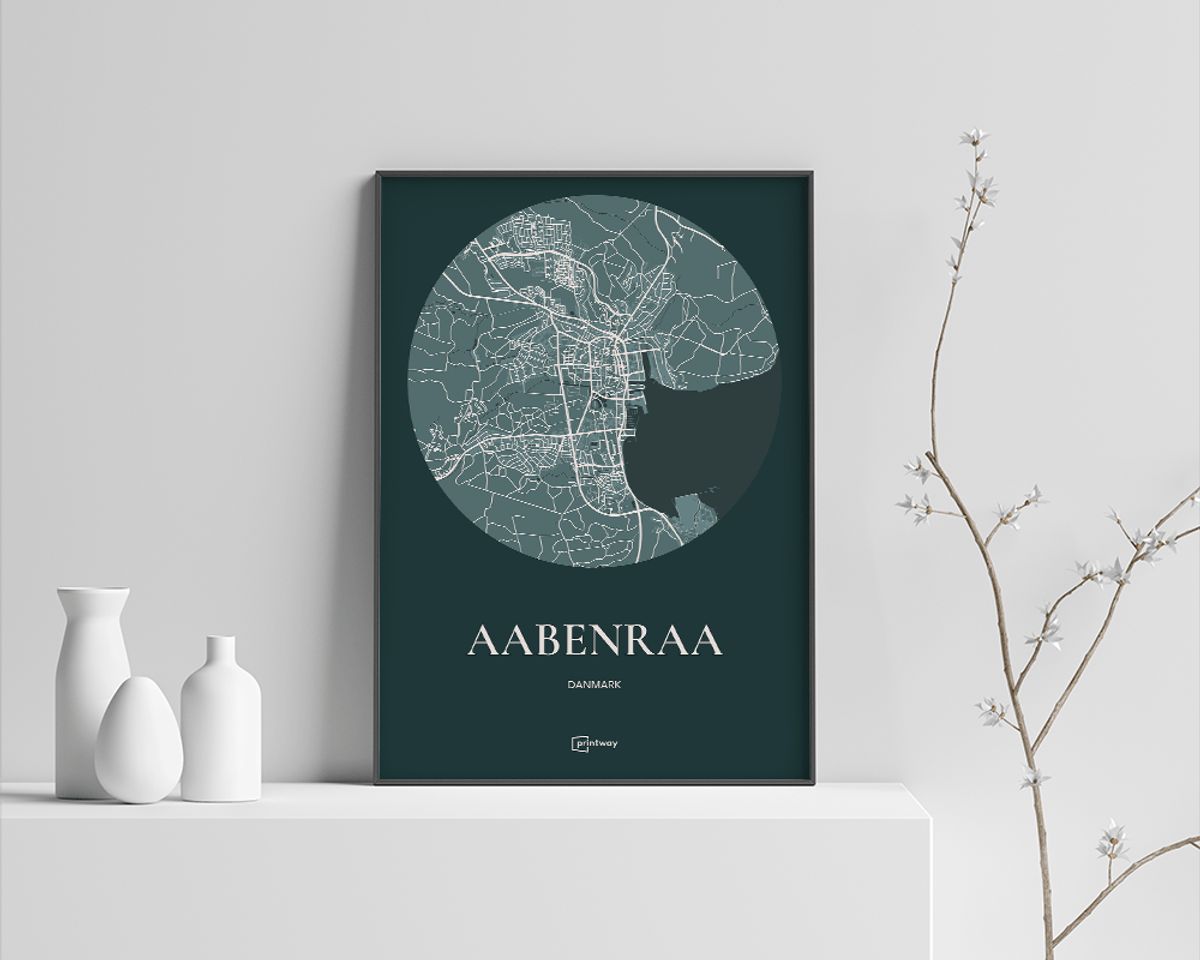 Aabenraa Plakaten Rundt kort Skovgrøn 42×60 cm (A2)