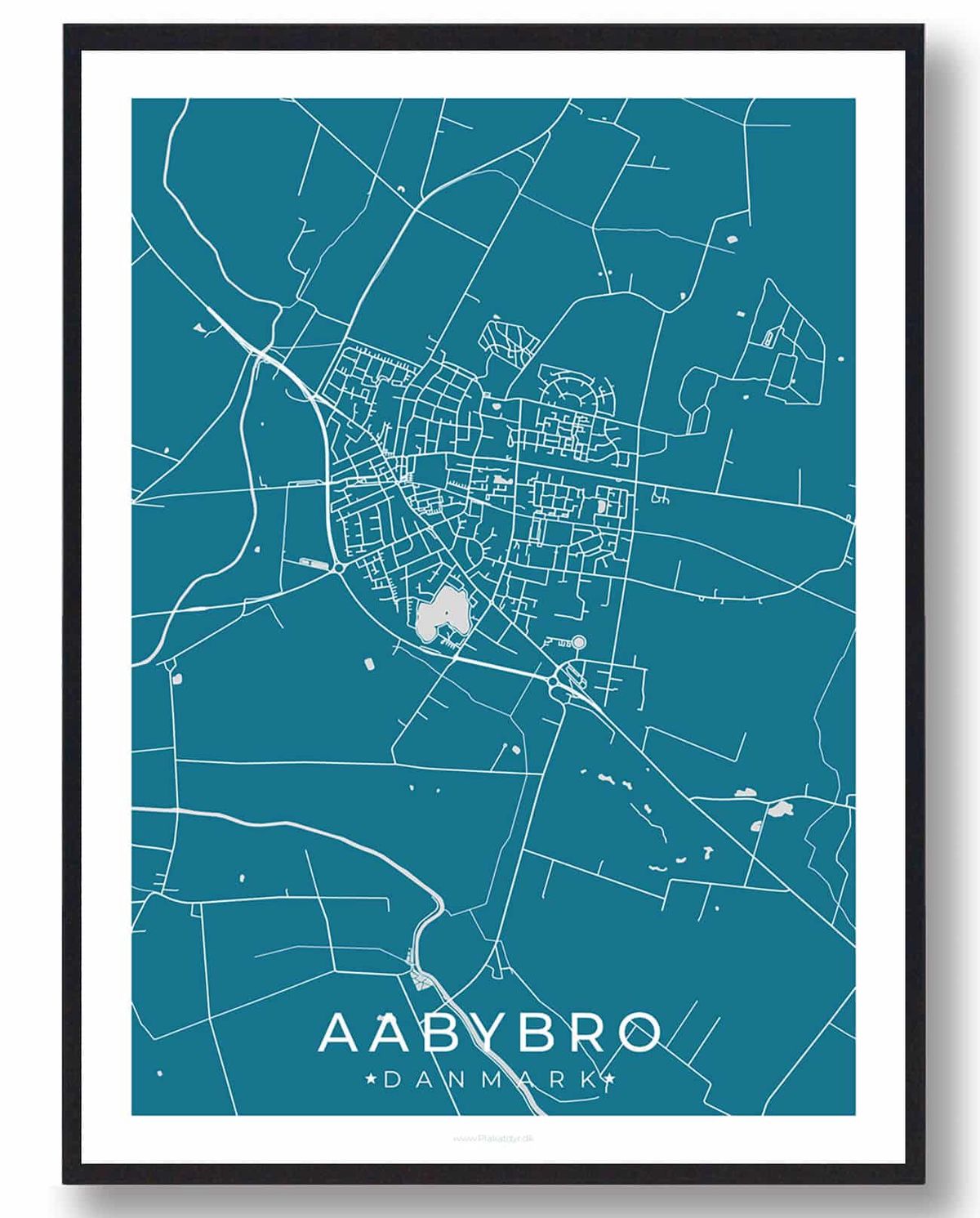 Aabybro by plakat - blå (Størrelse: L - 50x70cm (B2))