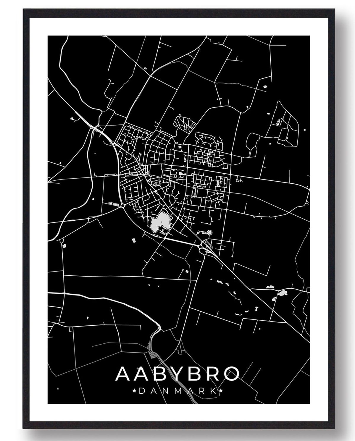 Aabybro by plakat - sort (Størrelse: L - 50x70cm (B2))