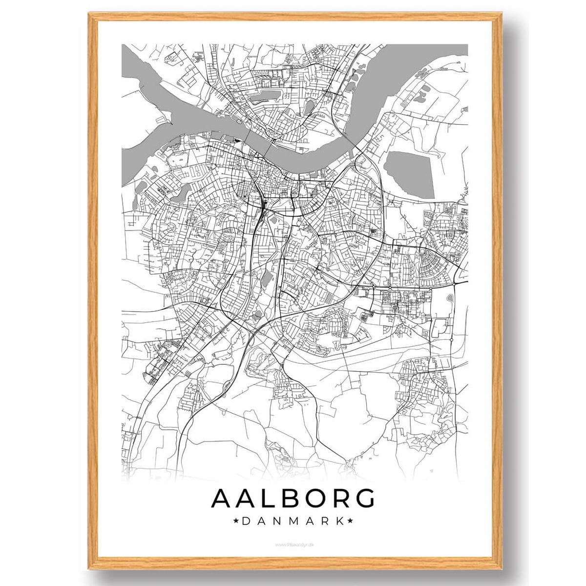 Aalborg by plakat - hvid (Størrelse: M - 30x40cm)