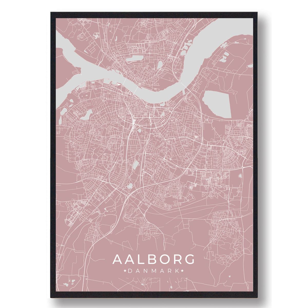 Aalborg plakat - lyserød (Størrelse: L - 50x70cm (B2))