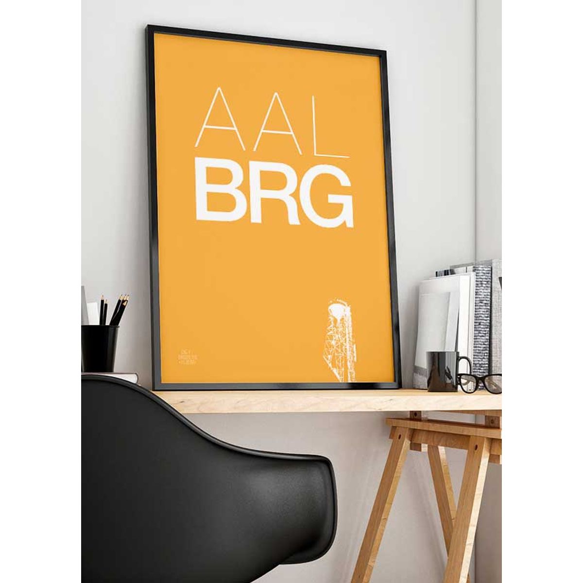 Aalborg-plakat med Aalborg tårnet - 30 x 40 cm - Kr. 219,-