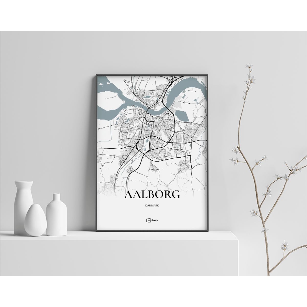 Aalborg Plakaten Fuldt kort Hvid 42×60 cm (A2)