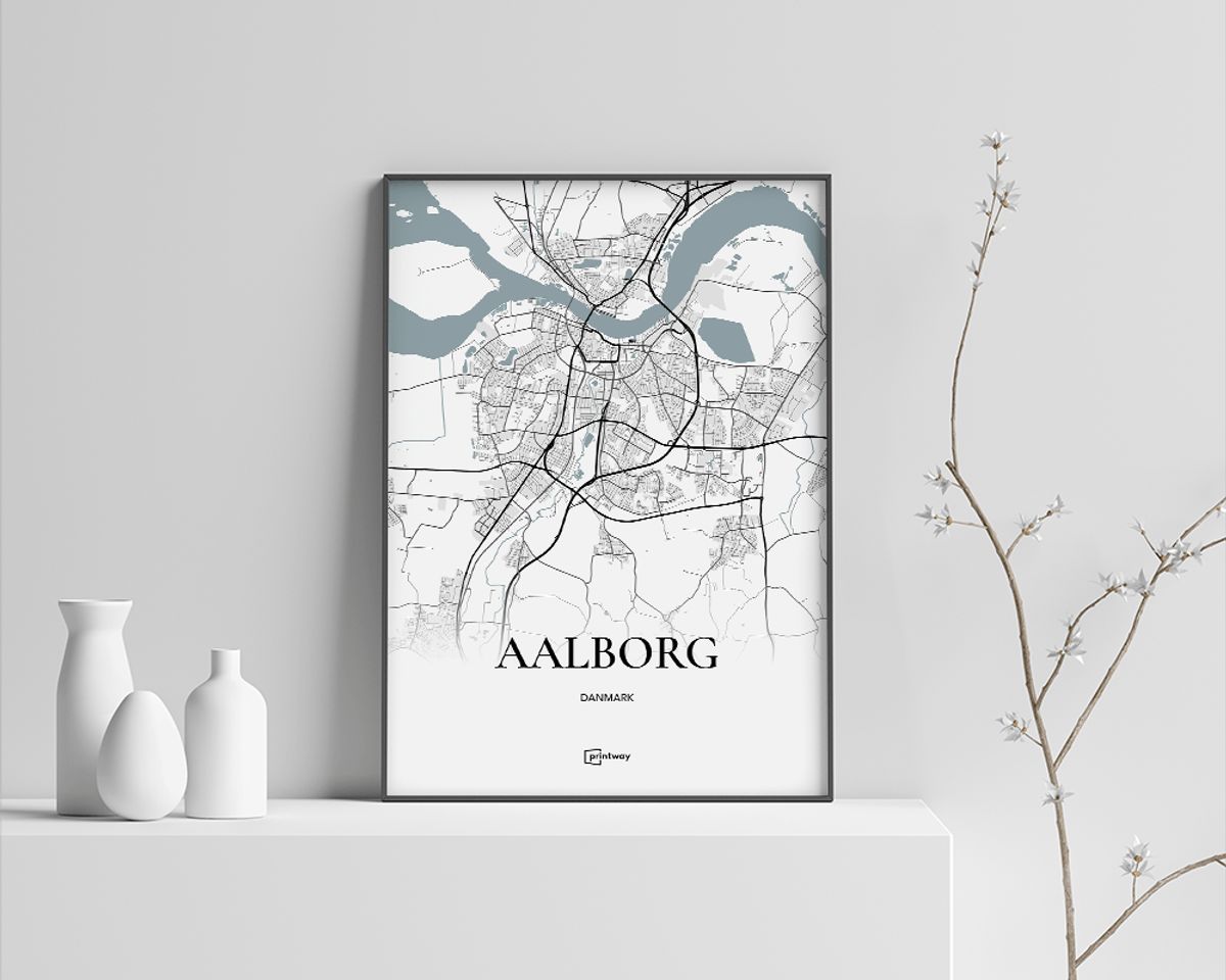 Aalborg Plakaten Fuldt kort Hvid 60×84 cm (A1)