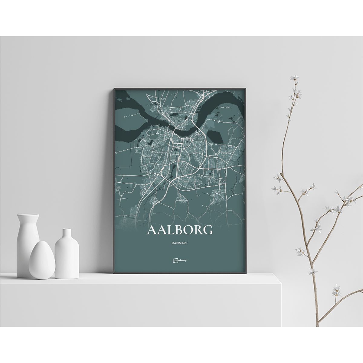 Aalborg Plakaten Fuldt kort Skovgrøn 50×70 cm (B2)