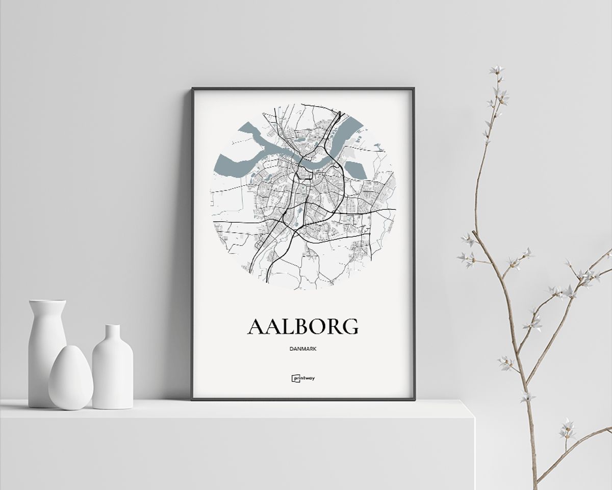 Aalborg Plakaten Rundt kort Hvid 50×70 cm (B2)