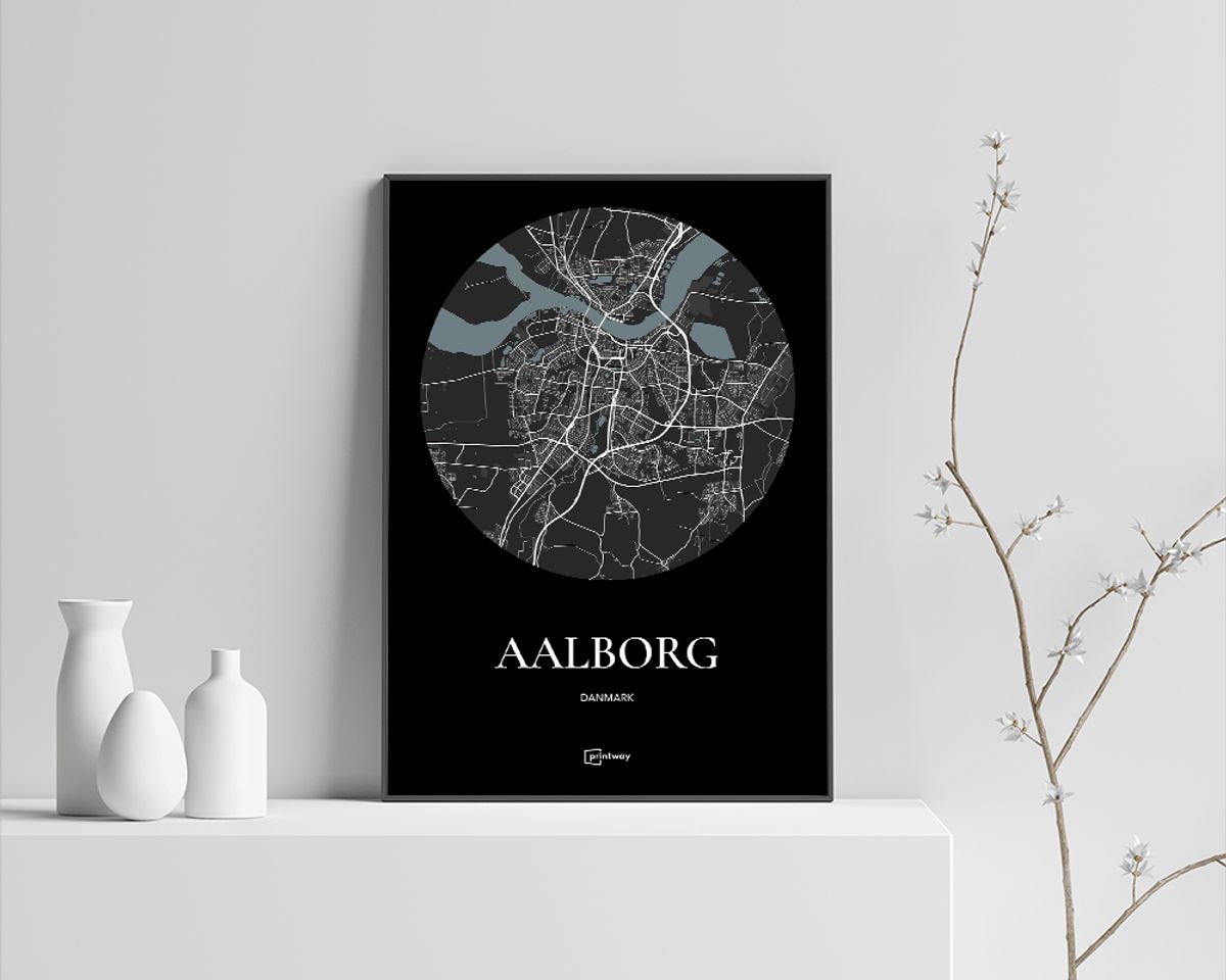 Aalborg Plakaten Rundt kort Sort 60×84 cm (A1)