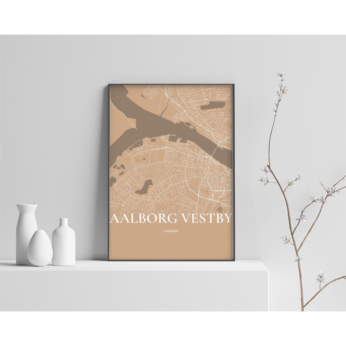 Aalborg Vestby Plakaten Fuldt kort Guld 42×60 cm (A2)