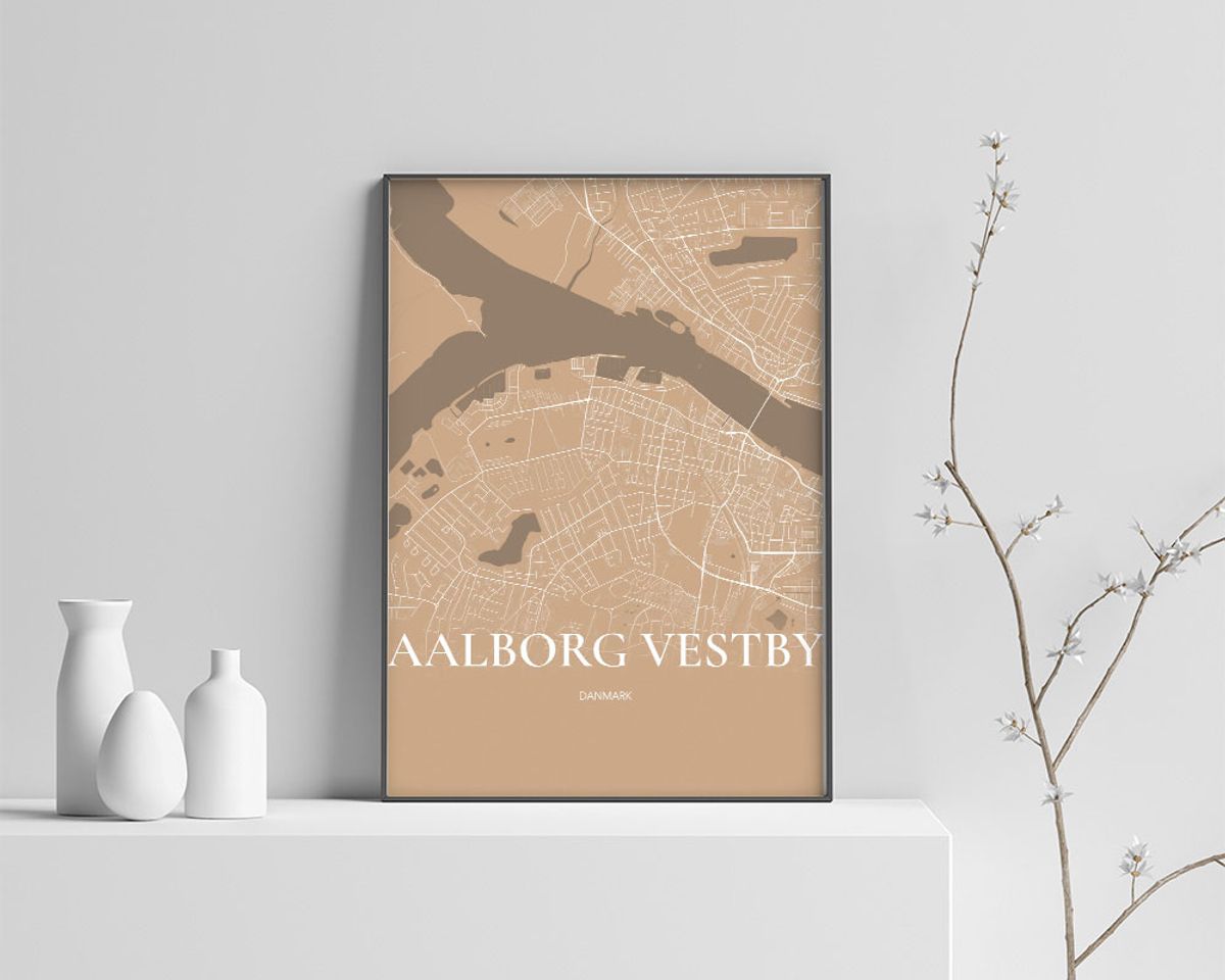 Aalborg Vestby Plakaten Fuldt kort Guld 60×84 cm (A1)