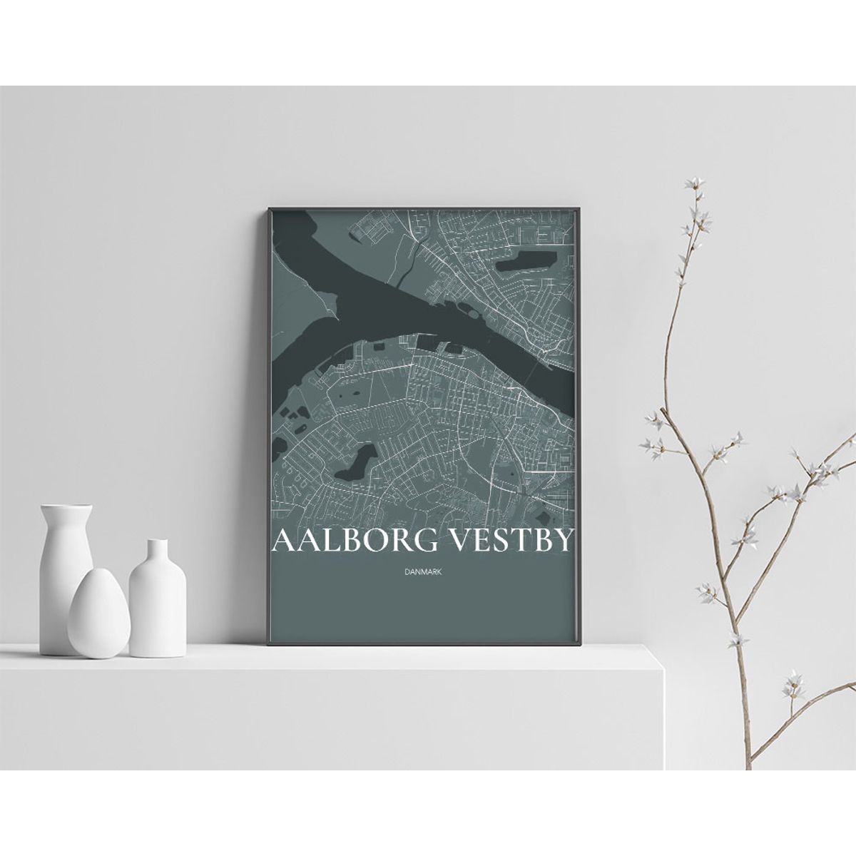 Aalborg Vestby Plakaten Fuldt kort Skovgrøn 70×100 cm (B1)