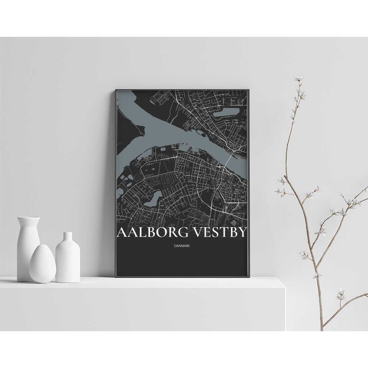 Aalborg Vestby Plakaten Fuldt kort Sort 42×60 cm (A2)