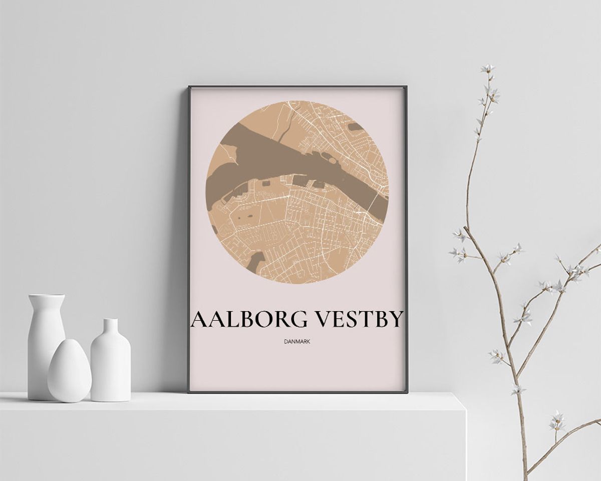 Aalborg Vestby Plakaten Rundt kort Guld 60×84 cm (A1)