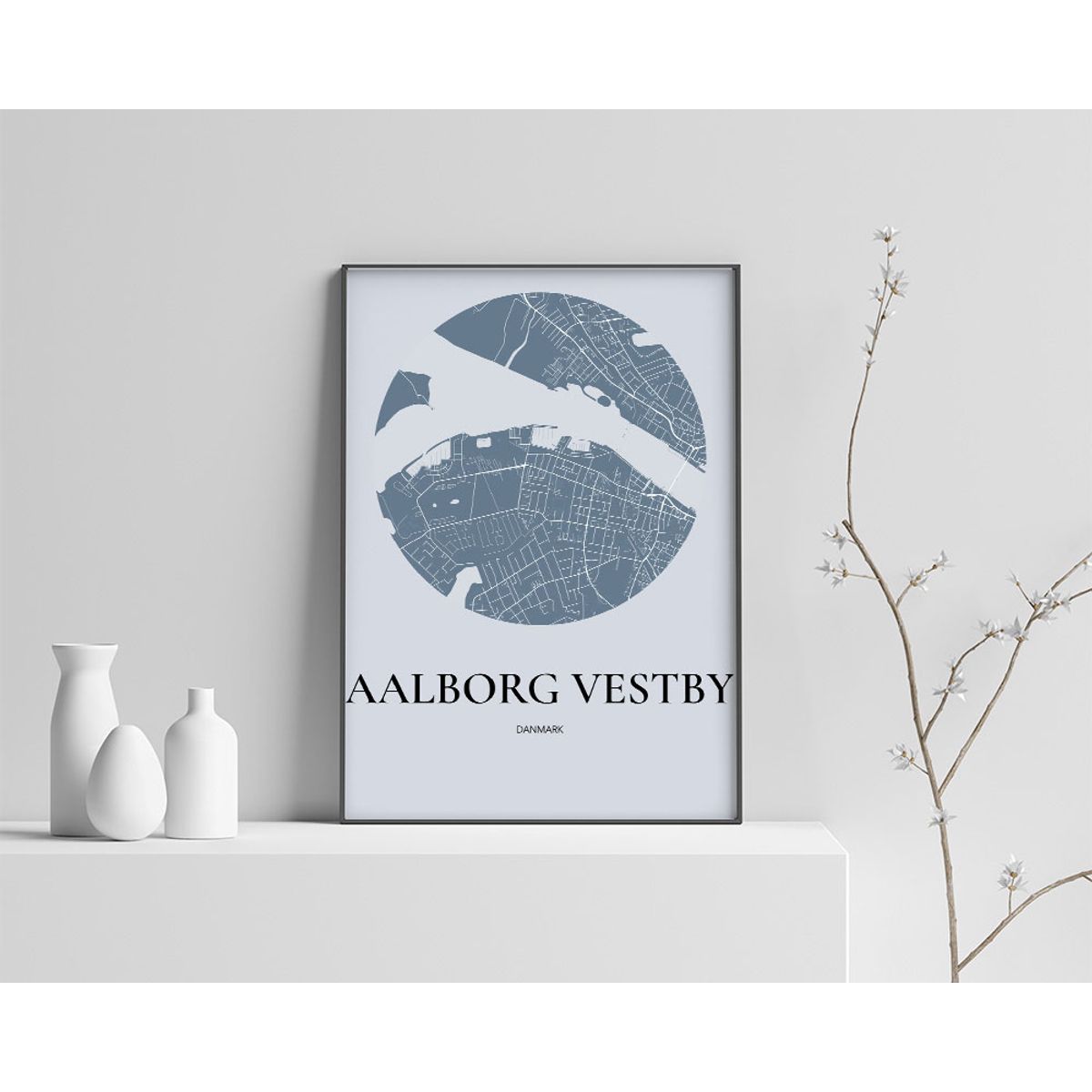 Aalborg Vestby Plakaten Rundt kort Havblå 60×84 cm (A1)