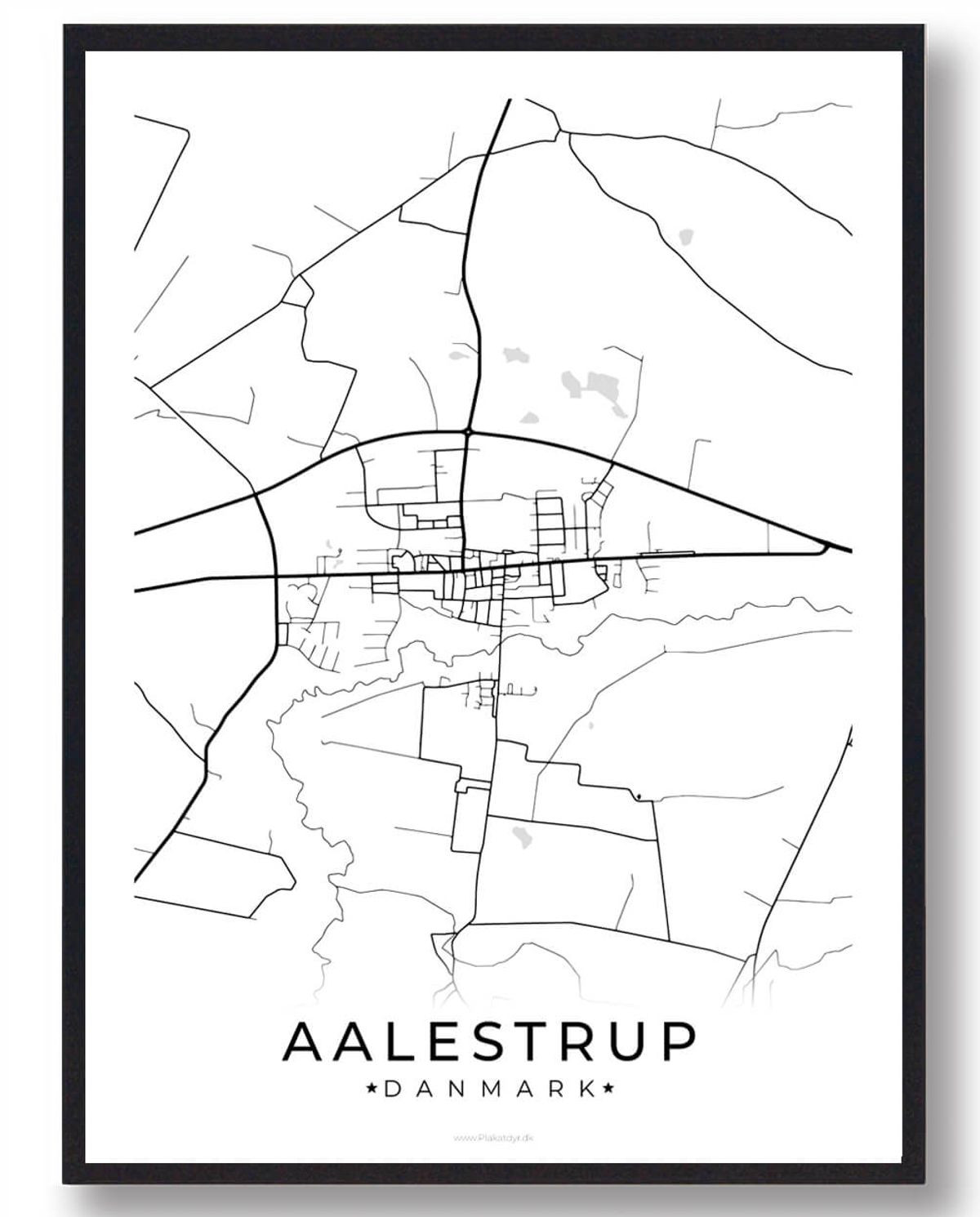 Aalestrup by plakat - hvid (Størrelse: L - 50x70cm (B2))