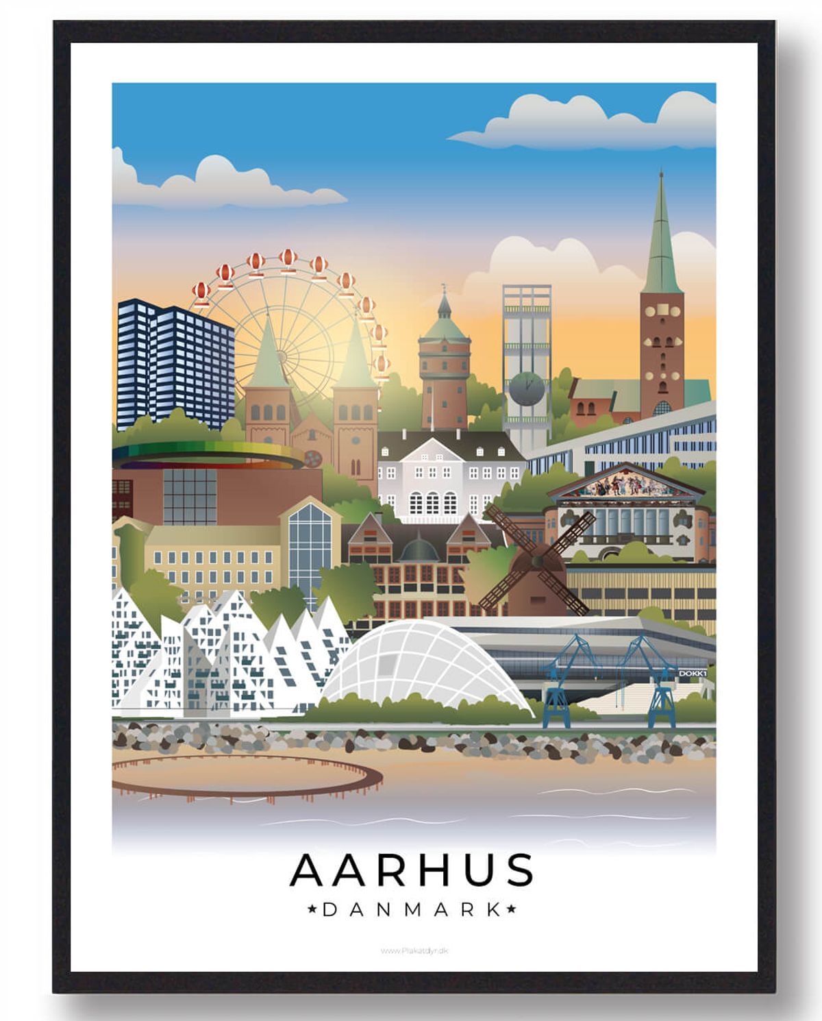 Aarhus byplakat med hvid kant (RESTPARTI) (Størrelse: L - 50x70cm (B2))