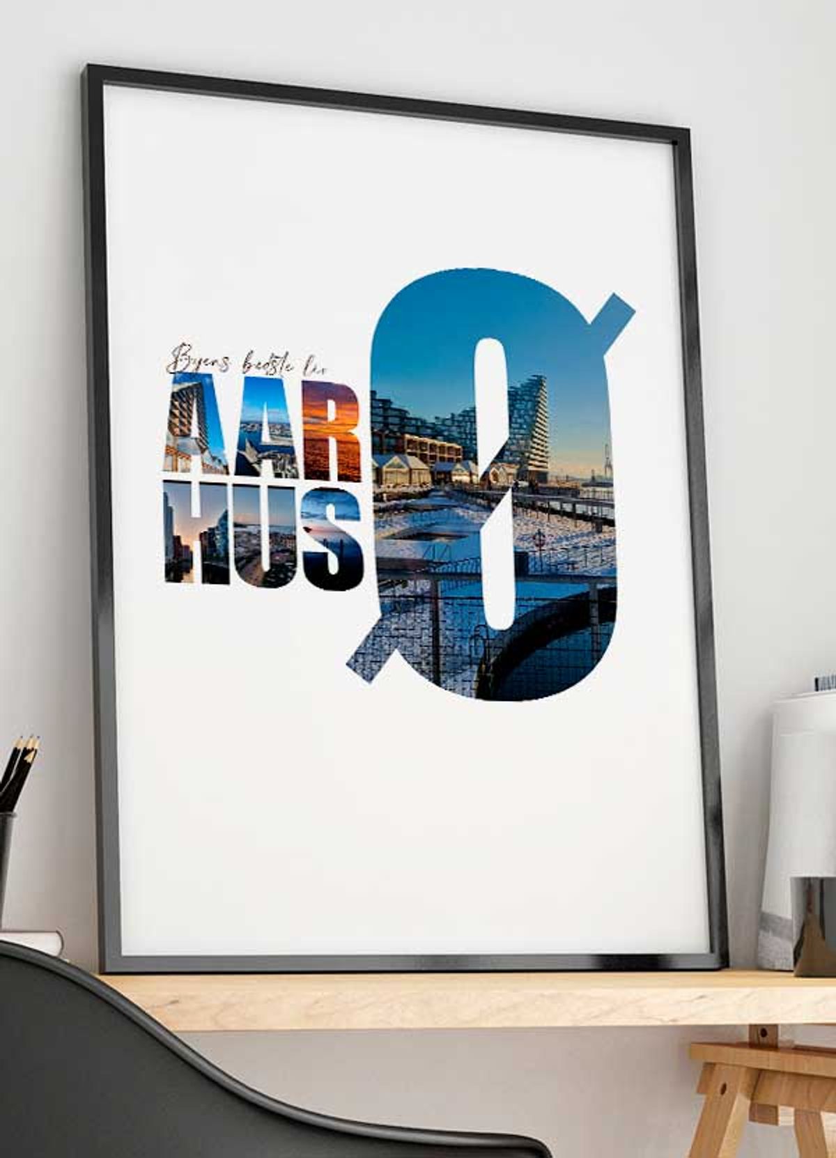 Aarhus Ø-byplakat - byens bedste liv - 30 x 40 cm - Kr. 219,-