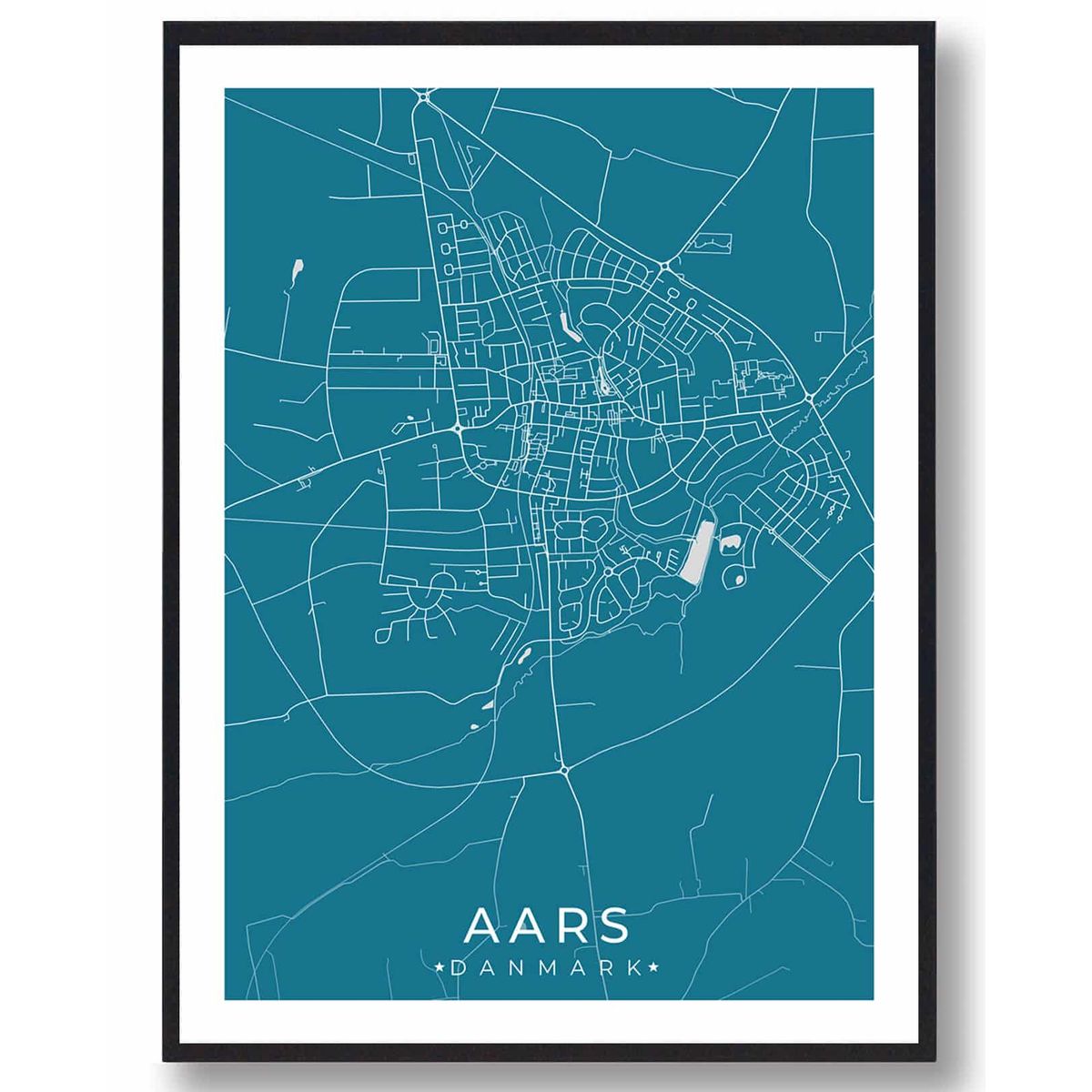 Aars by plakat - blå (Størrelse: S - 21x29,7cm (A4))