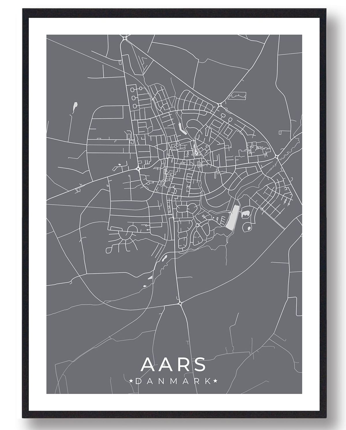 Aars by plakat - grå (Størrelse: L - 50x70cm (B2))