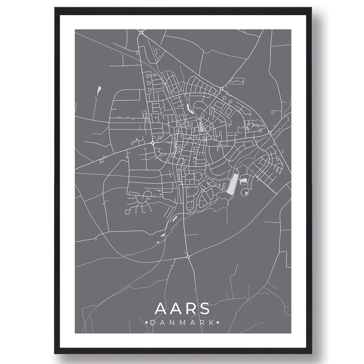 Aars by plakat - grå (Størrelse: S - 21x29,7cm (A4))