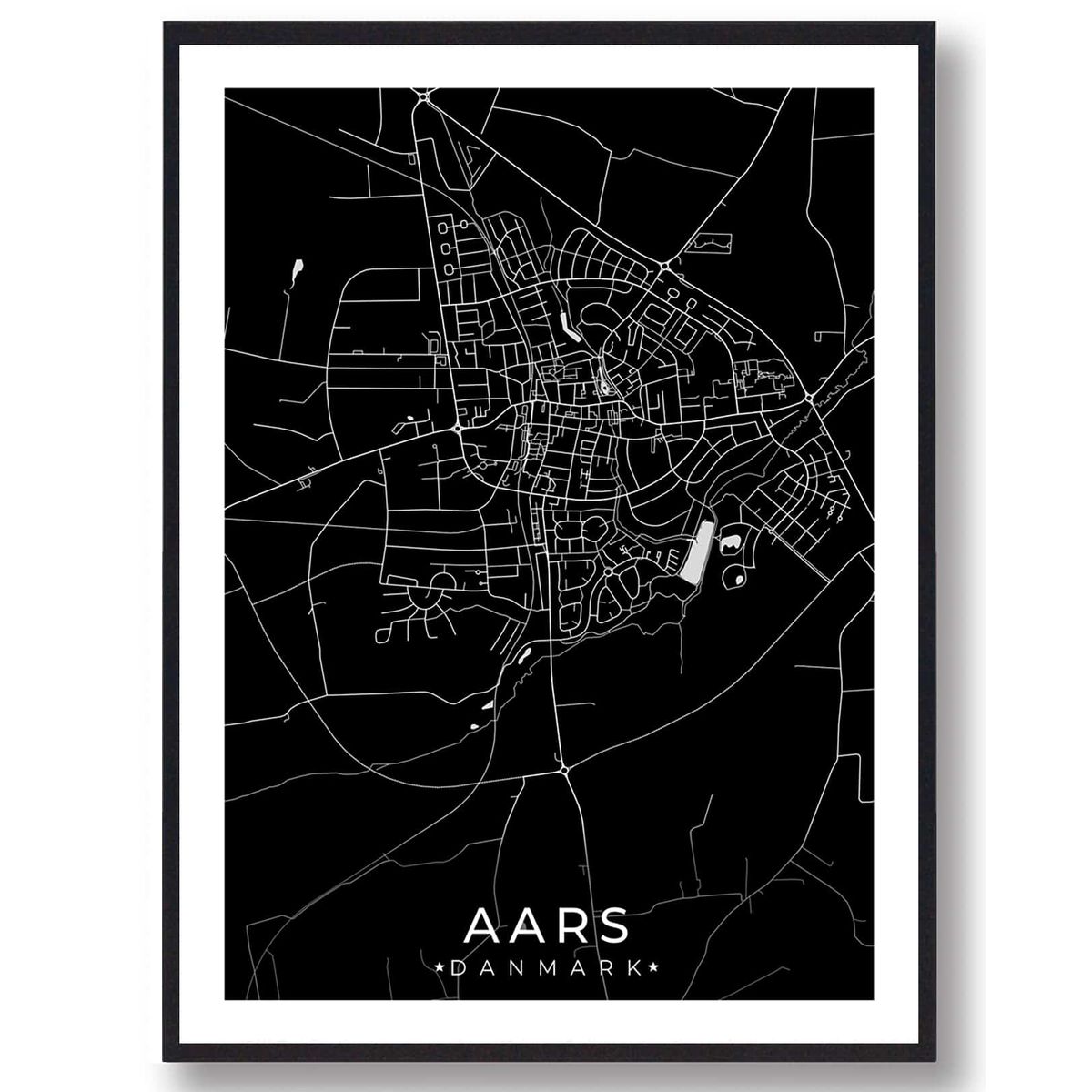 Aars by plakat - sort (Størrelse: M - 30x40cm)