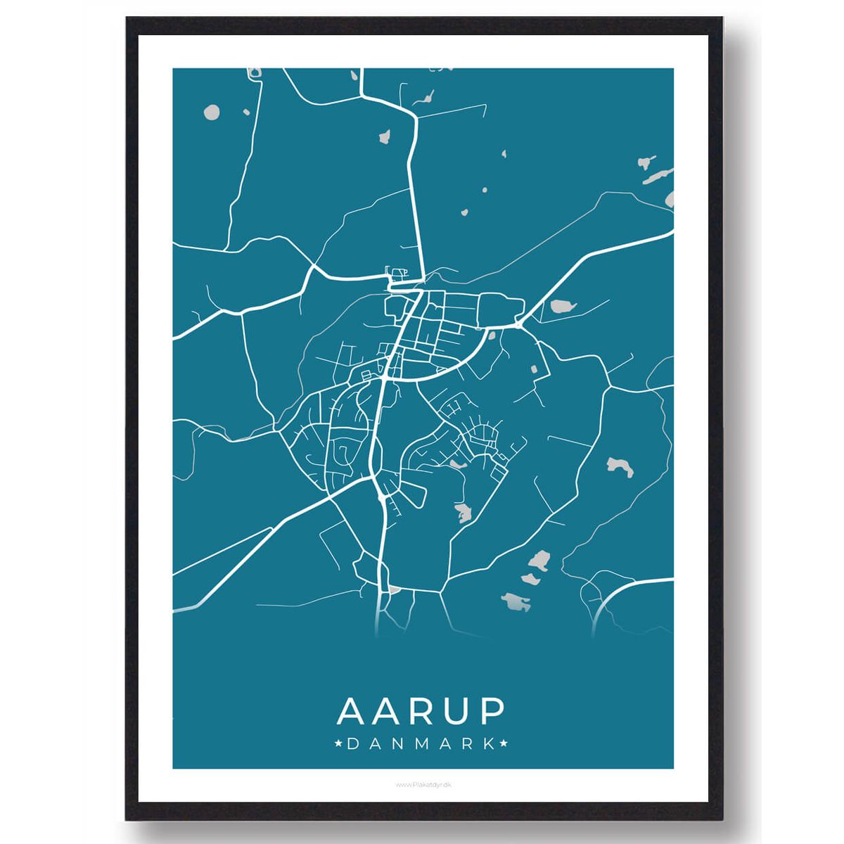 Aarup by plakat - blå (Størrelse: XS - 15x21cm (A5))