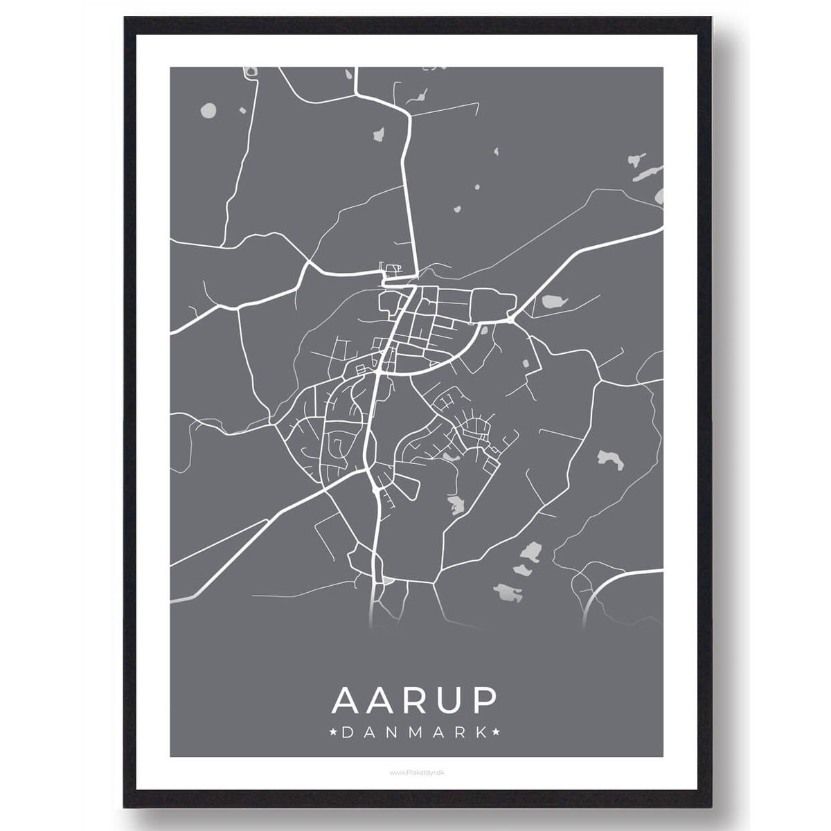 Aarup by plakat - grå (Størrelse: M - 30x40cm)