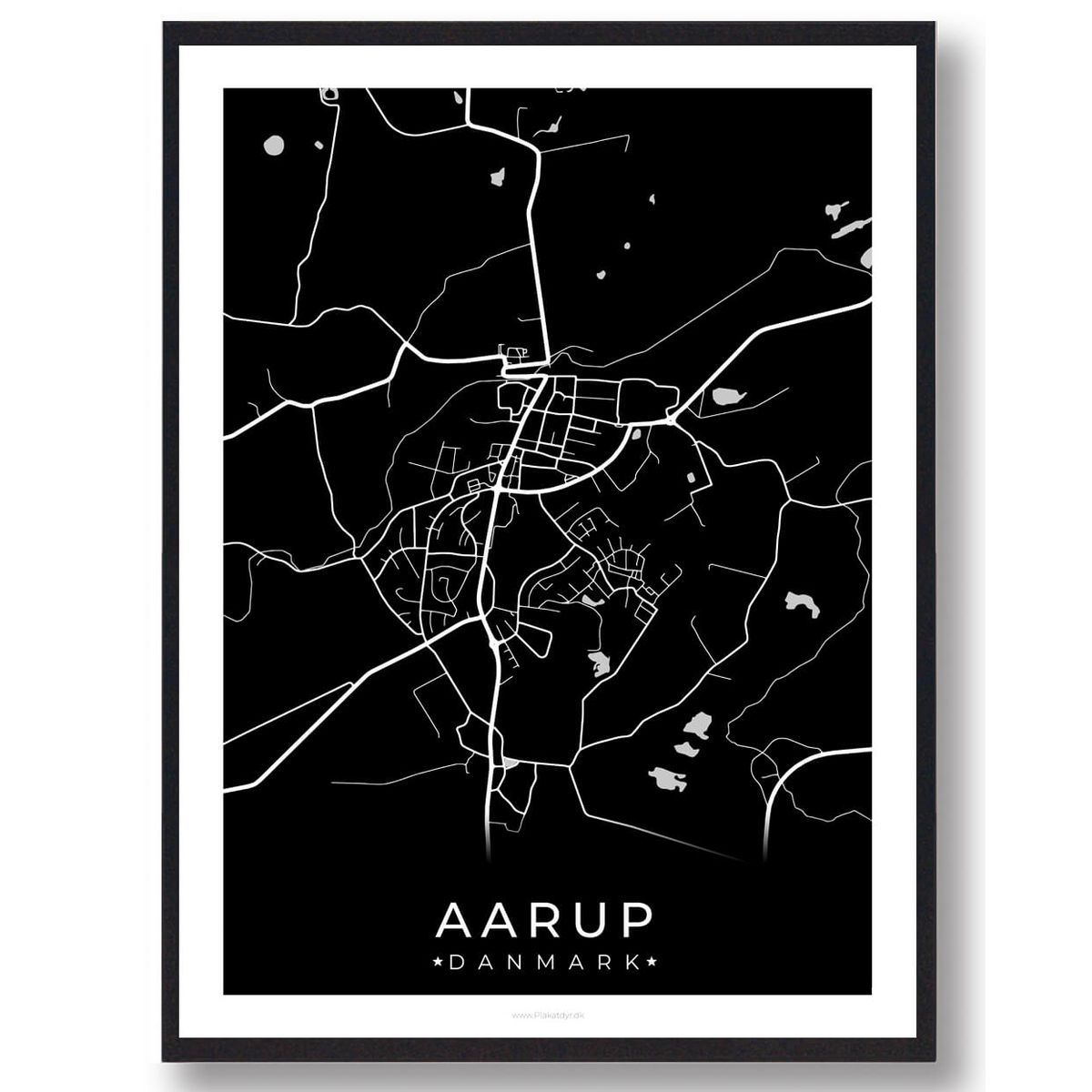 Aarup by plakat - sort (Størrelse: S - 21x29,7cm (A4))