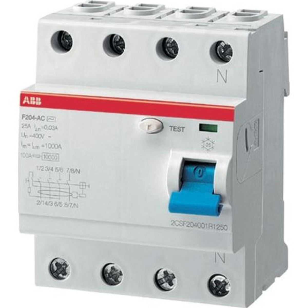 ABB F204 HPFI relæ A, 4P, 63A