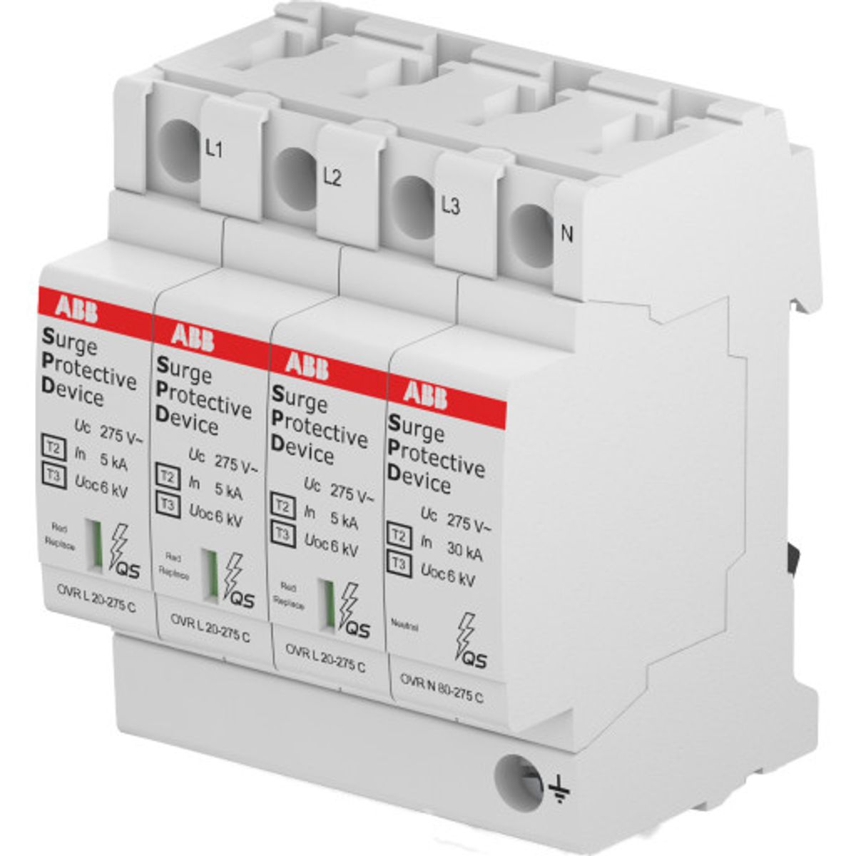 ABB transientbeskyttelse T2+3, 3P+N, 20kA