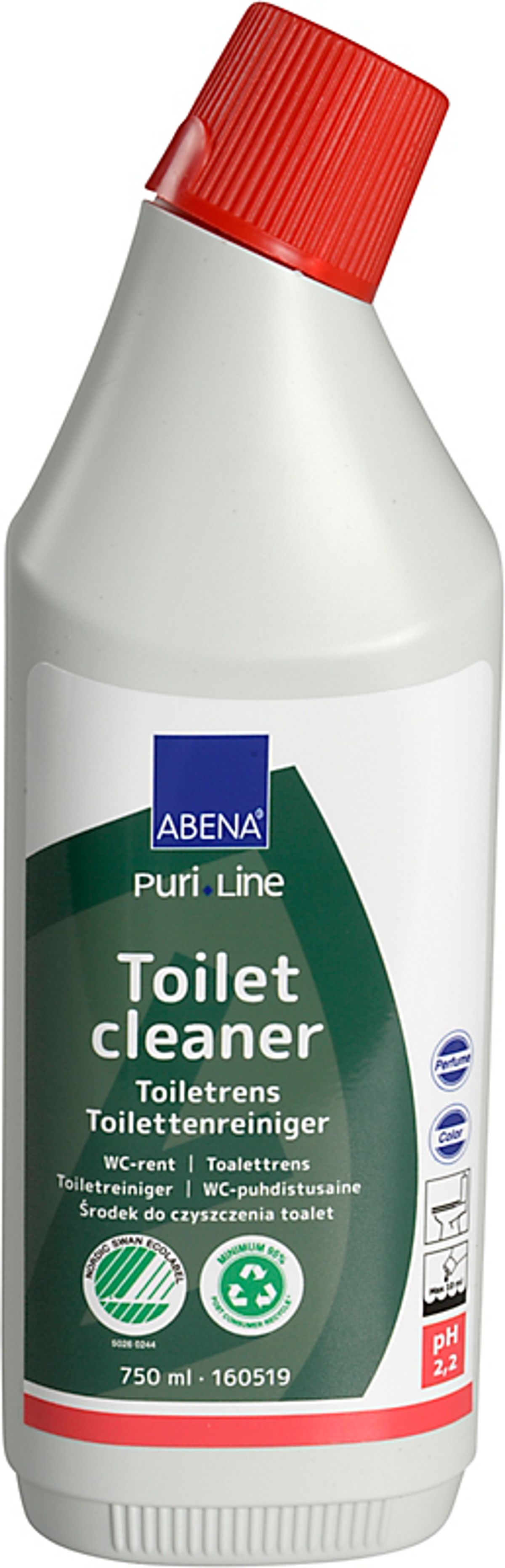 Abena toiletrens 750ml Puri-Line, med farve og parfume, Svanemærket