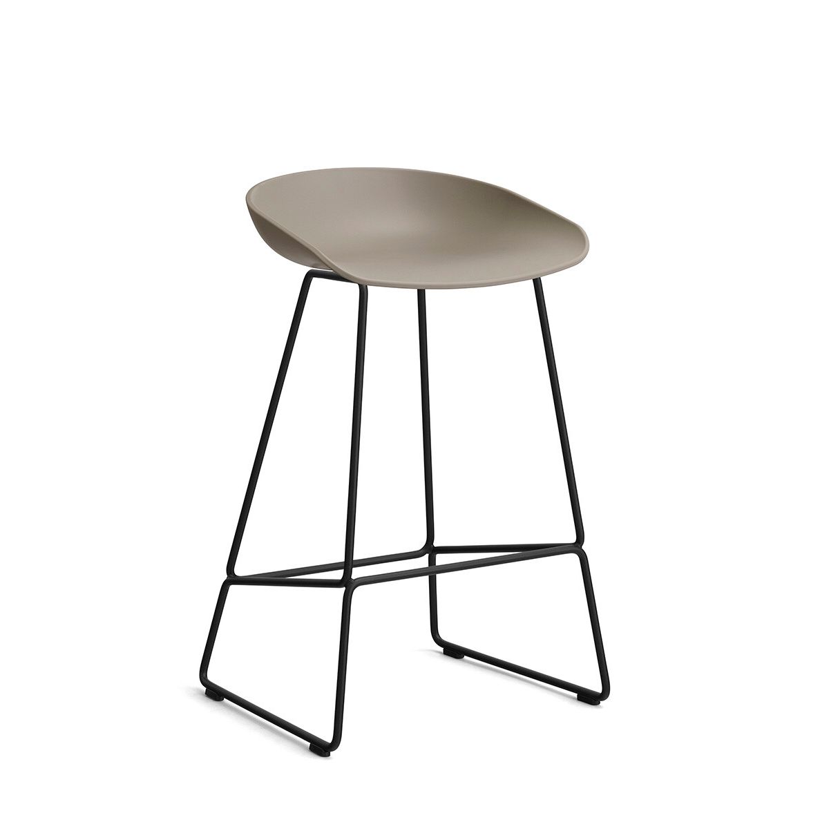 About a Stool AAS 38 fra Hay (Lav / B 47 x D 45 x H 65/76 cm, Khaki, Sort pulverlakeret stål)