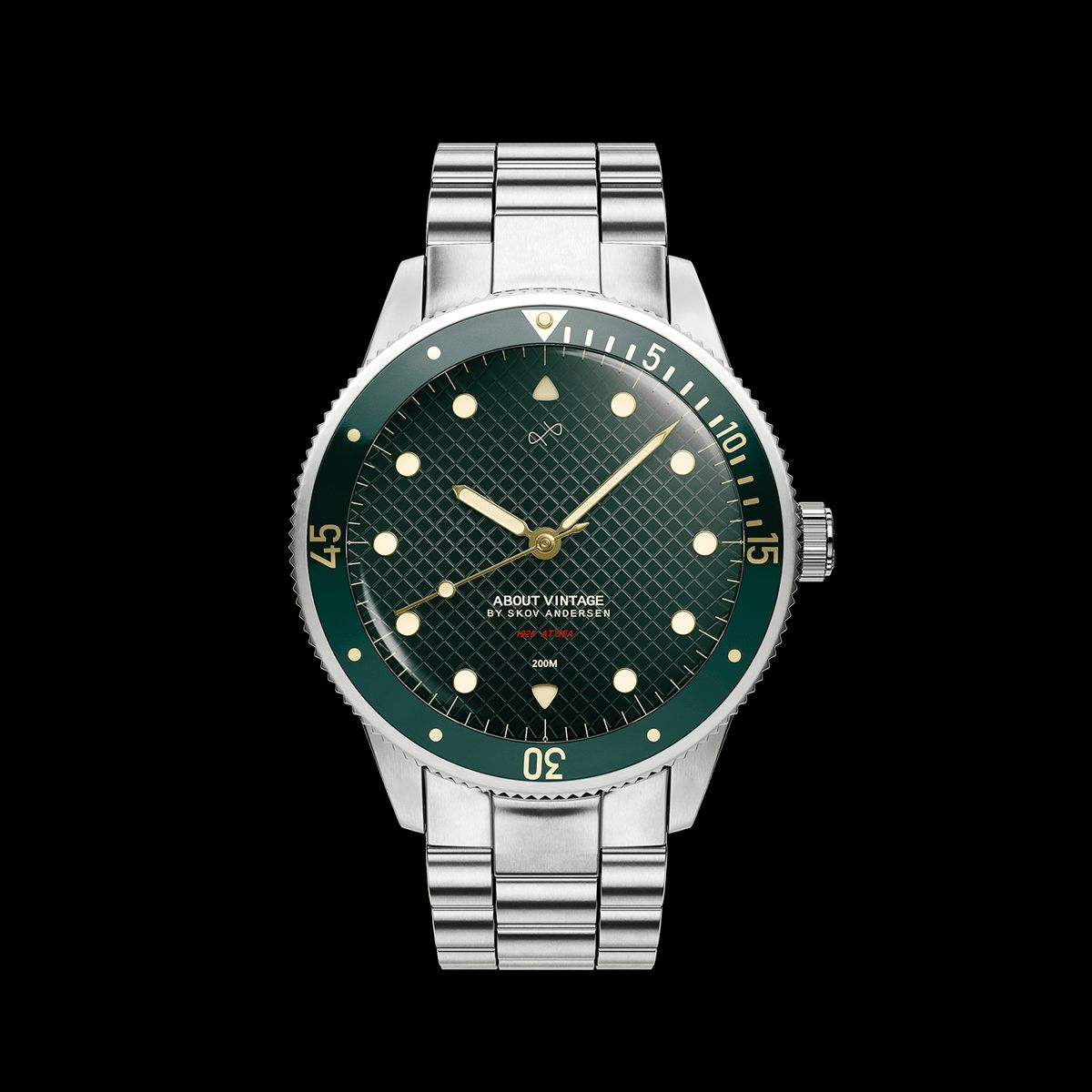 About Vintage 1926 At'sea, Steel / Green Turtle 39MM Quartz