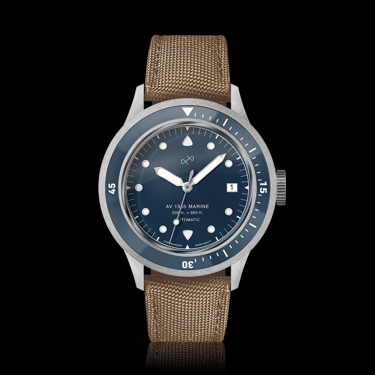 About Vintage 1956 Marine Automatic, Steel / Blue Automatic