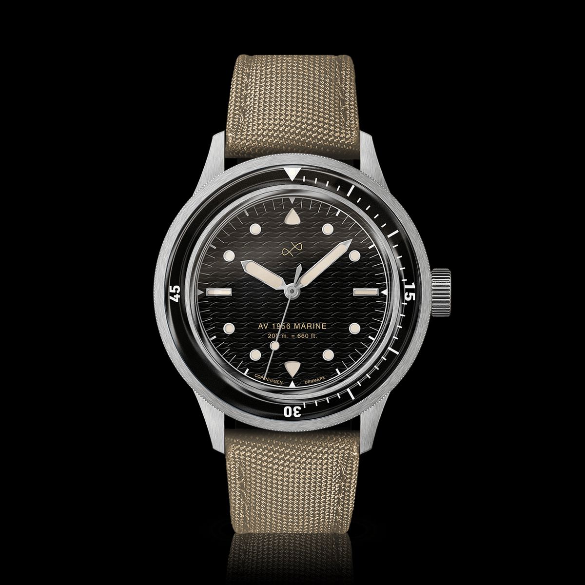 About Vintage 1956 Marine, Steel / Black Quartz