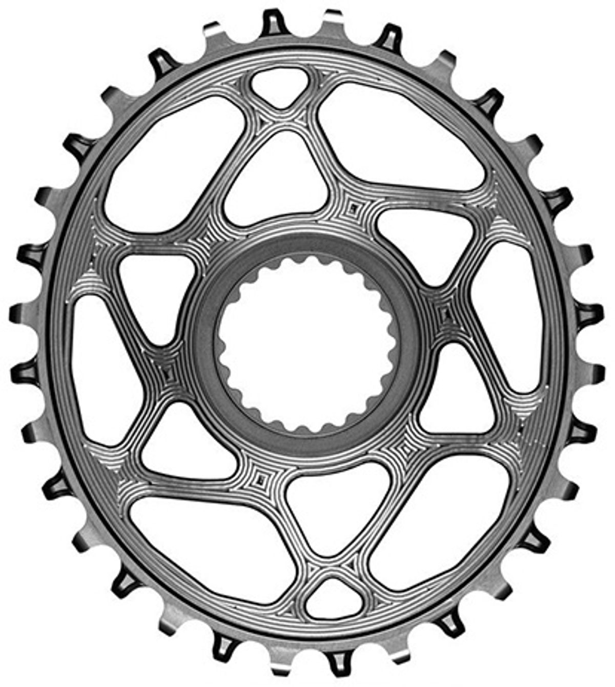 AbsoluteBlack Chainring Direct Mount Singlespeed 34T - Oval - Shimano - Grå