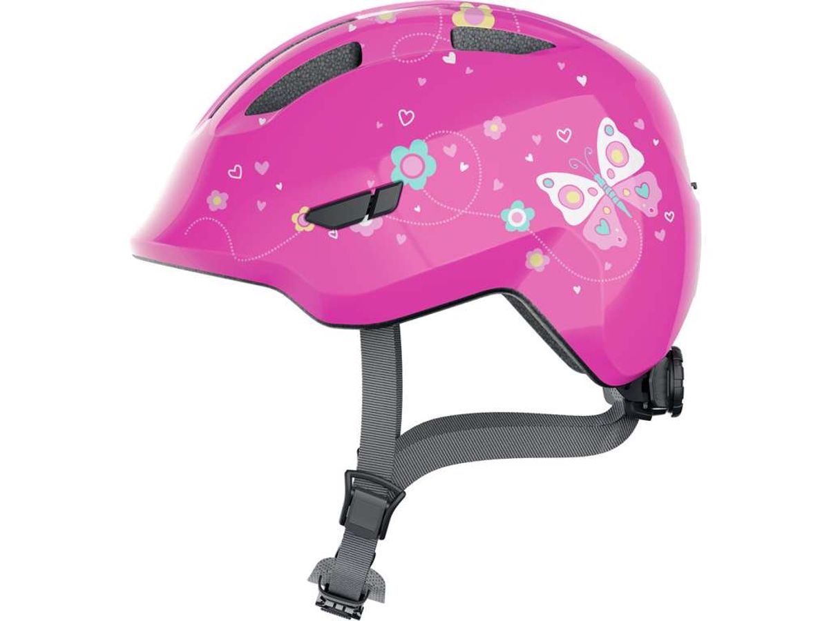 Abus Smiley 3.0 - Cykelhjelm til børn - Pink Butterfly - Str. 45-50 cm