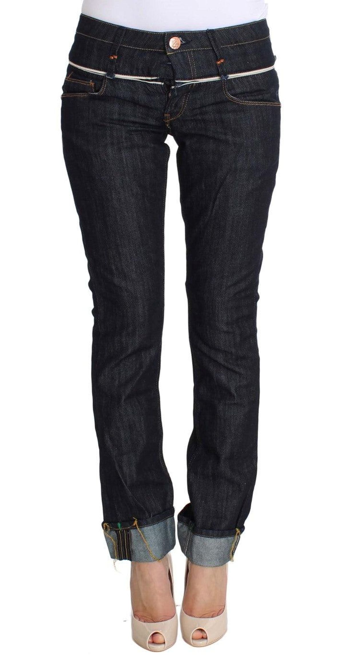 Acht Elegant Straight Leg Dark Blue Jeans