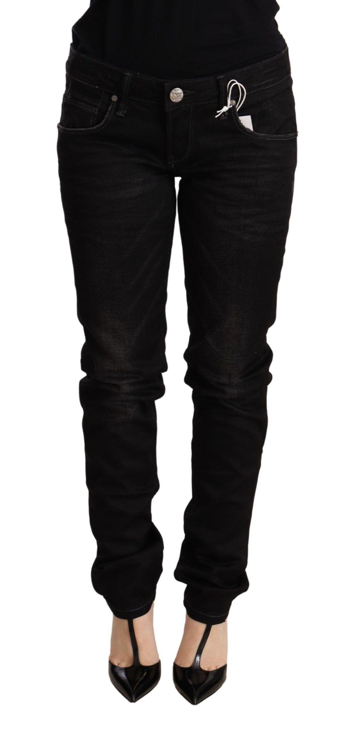 Acht Sleek Black Wash Skinny Jeans