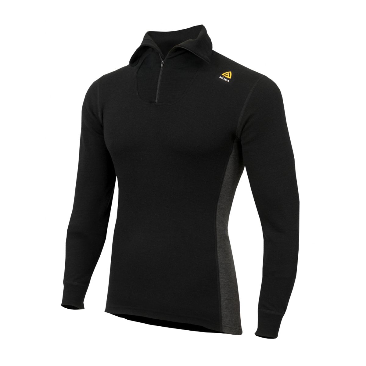 Aclima WarmWool Polo W/Zip Man - Jet Black / Marengo - L