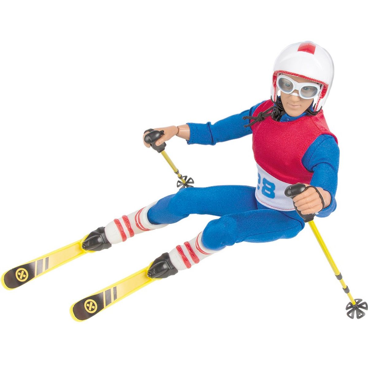 Action Figur som står på ski med tilbehør 30,5cm