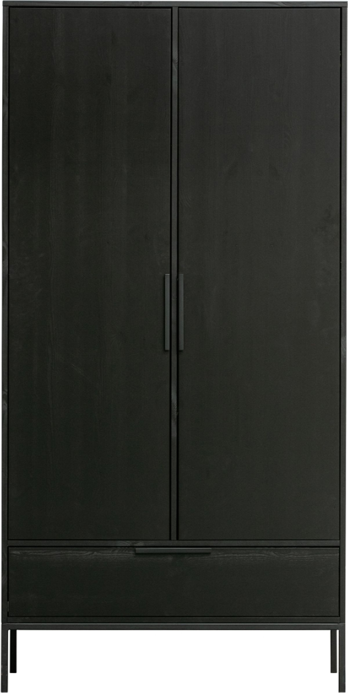 Adam, Highboard, To-dørs, sort, H200x53x100 cm, fyrretræ